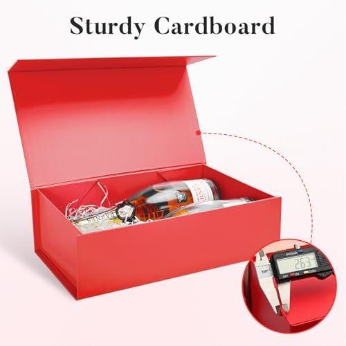 LIFELUM Red Magnetic Gift Box for Christmas Presents, 14"x8.5"x4.5" - Image 5