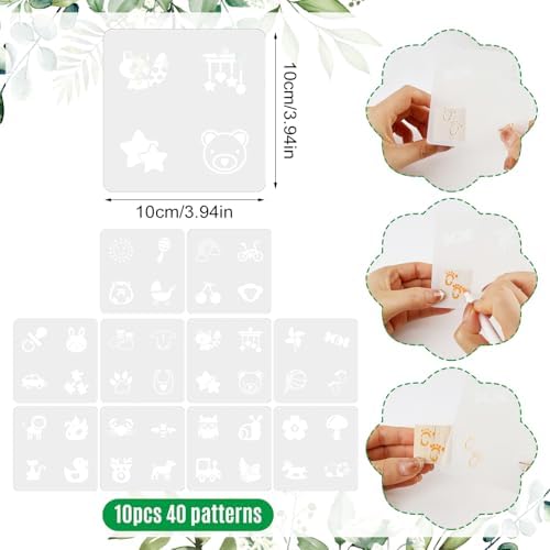 150 Pcs Green Leaf Baby Shower Games Sign Kit, Including a Decorate Flower Game Sign 102 DIY Wooden Blocks 36 Acrylic Markers 10 Stencils 1 Storage Box, for Baby Shower Party Gender Reveal - Image 6