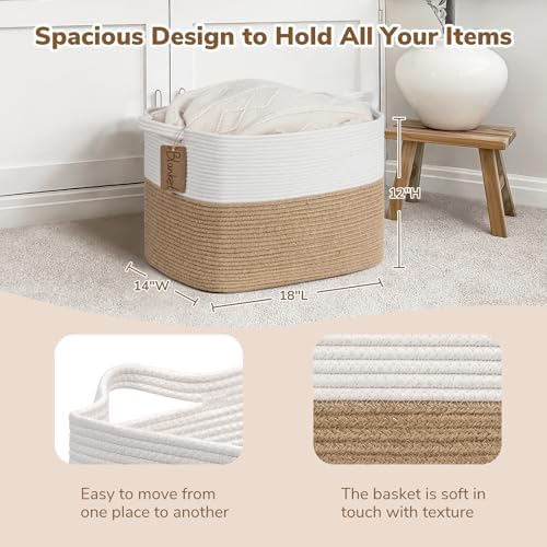 Goodpick 50L Large Woven Rope Storage Basket for Organizing, Jute - Image 3