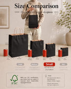 qiqee 600-Packs Black Paper Gift Bags with Handles Bulk 8.3"x6"x3.15" Small Size Paper Bags Multiple Uses - Image 2