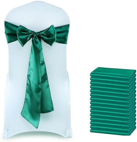 MDS® Pack of 150 Satin Chair Sashes for Wedding & Events – Emerald Green by MDS