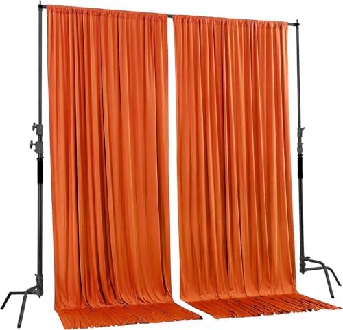 AK TRADING CO. 10 feet x 8 feet Polyester Backdrop Drapes Curtains Panels with Rod Pockets - Wedding Ceremony Party Home Window Decorations - Orange (DRAPE5X8-ORANGE) (Pack of 2) - Image 2