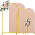 7.2FT, 6FT Wedding Arch Stand and Matching Cameo Brown Spandex Fitted Arch Backdrop Cover Set, Round Top Chiara Backdrop Stands and Covers for Birthday Party Baby Shower Arch Decor (Cameo Brown) by JALANCY