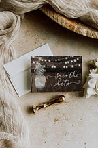 Your Main Event Prints 50 Rustic Mason Jar Save The Date Cards for Wedding, Engagement, Anniversary, Baby Shower, Birthday Party, Wood Save The Dates Postcard Invitations (Pack of 2) - Image 2