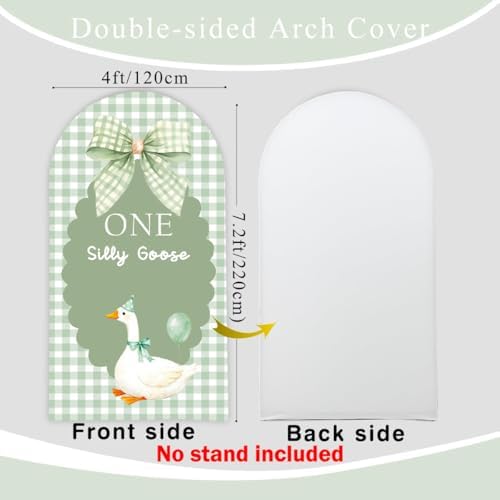 One Silly Goose Arch Backdrop Cover Sage Green 1st Birthday Party - Image 3