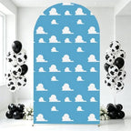 Arch Backdrop Cover Blue Sky White Clouds Toy Theme Party Chiara Arch Backdrop Cover Stretch Spandex Arch Frame Cover for Baby Shower boy Birthday Party Photo Booth Decorations (6FT) by Unknown