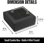 25 pcs Black Mini Cookie Boxes for 4 treats with Window and Dividers, Bakery Boxes, 6 x 6 x 2.4 Inches SMALL Baking Boxes, Square Cookies Box Decorating Supplies for Gift Giving - Image 2