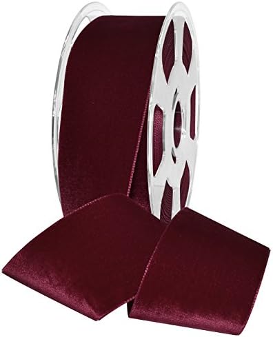 Morex Ribbon Nylvalour Velvet Ribbon, Nylon, 2 inches by 11 Yards, Wine, Item 01250/10-424, 2" by 11 yd, by MorexRibbon