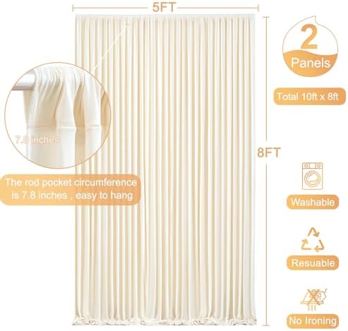 Champagne Backdrop Curtain for Parties Wedding Baby Shower Wrinkle Free Photo Curtains Backdrop Drapes Fabric Decoration for Bridal Shower 5ft x 8ft,2 Panels - Image 5