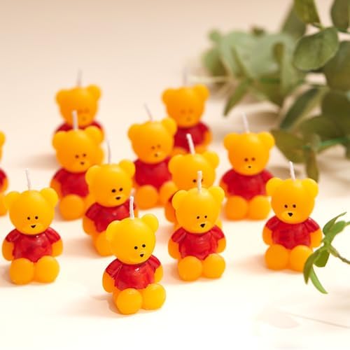 50 Pcs Bear Baby Shower Candle Favors for Guest Bear Party Favors Baby Shower Candles Bulk for Gifts Party Decorations (Yellow) - Image 3