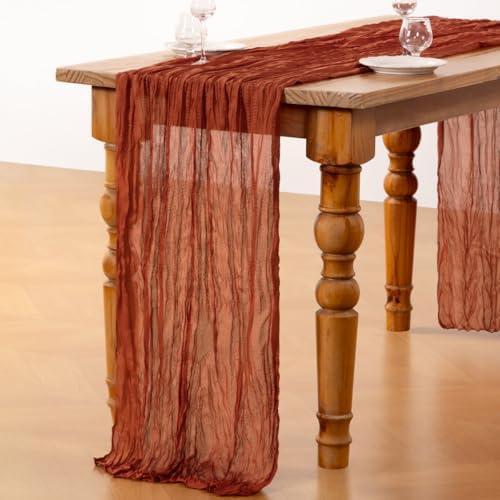 DeZerlor Terracotta Cheesecloth Table Runners 12 Pack Fall Runners - Image 6