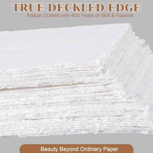 Motiskyy 100 Pcs Handmade Deckle Edge Tent Name Cards Folded to 3.5 x 2 Inch 300 Gsm Tented Blank Place Card for Wedding Place Cards Dinner Table Settings Tag Visiting Business Party Supplies - Image 4