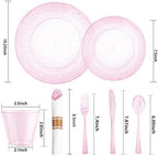 DaYammi 350PCS Rose Gold Glitter Plastic Dinnerware Set for 50 Guests - Image 6
