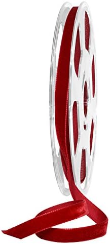 Morex Ribbon Nylvalour Velvet Ribbon, Nylon, 3/8 inch by 11 Yards, Scarlet, Item 01210/10-644, 3/8" by 11 yd by MorexRibbon