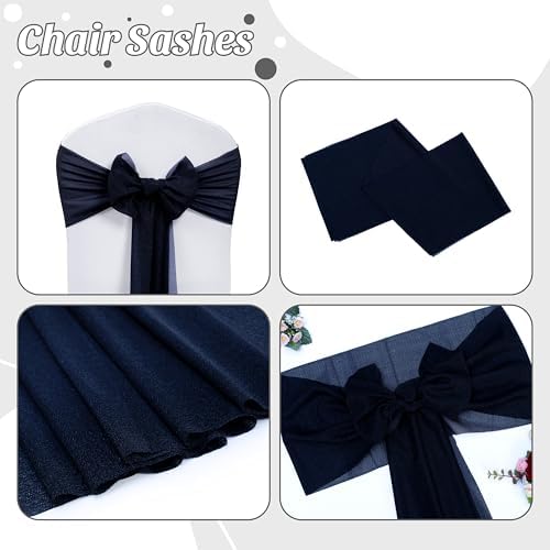 MDS Pack of 125 Chiffon Chair Sashes for Wedding & Event Décor - Black - Image 5