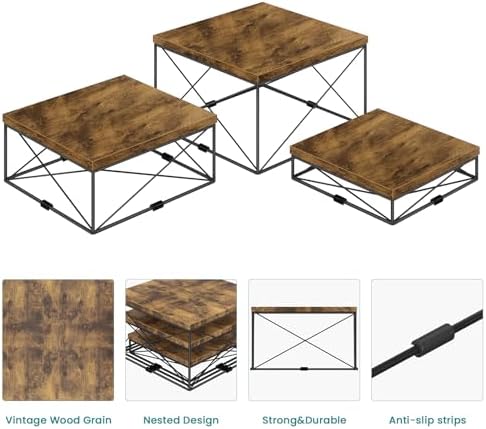 ELITEROO Buffet Risers, Wood Food Riser for Buffet Table, Rustic Brown - Image 3