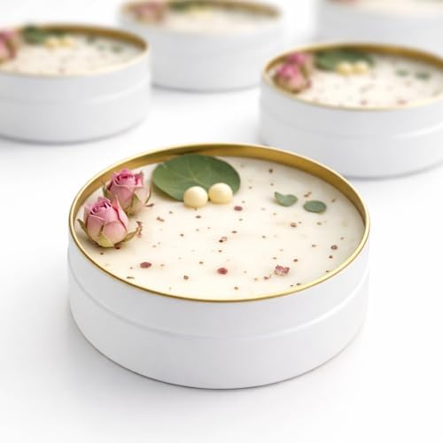 Personalized Candle Wedding Favors – Scented Custom Soy Wax Thank You Gifts with Dried Flowers – Custom Names & Date – Elegant Tin Gift (10-20-30-40-50-100 Bulk Options) - Image 3