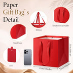 Windyun 50 Pcs Square Paper Gift Bags with Handle 10 x 10 x 10'' Large Favor Bag with DIY Thank You Tag for Wedding Christmas Bridal Shower Bridesmaid Birthday Party (Red) - Image 2