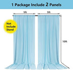 MYSKY HOME Light Blue Backdrop Curtains for Parties, Weddings, Stage, Baby Showers, Birthdays - 5ft x 10ft, 2 Panels with Rod Pocket Sliding Drapes - Image 2