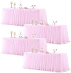 Pink Tulle Tablecloth for 8 Foot Rectangle Table, Light Pink Tulle Tables Skirt Cover 8ft Banquet Wedding Table Cloths Baby Shower Tutu Ruffle Tables Skirt Cloth for Party Bridal Shower by LittleFunny