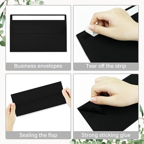200 Pack #10 Black Envelopes Letter Size Self Seal Business Envelopes - Image 4