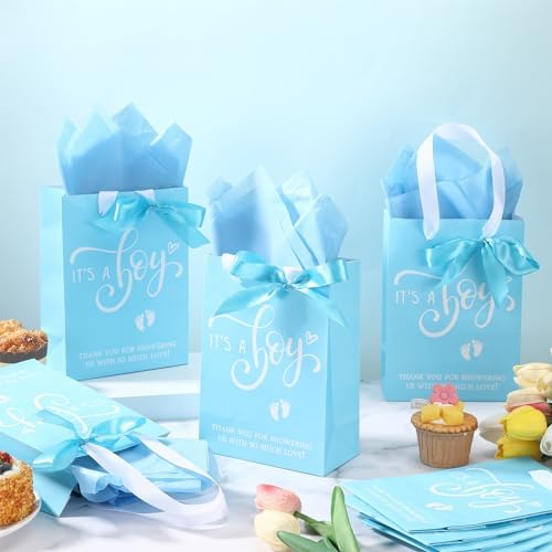 Qilery 50 Sets 8" Baby Shower Favor Bags, It's a Boy Gift Bags with Handle - Image 4