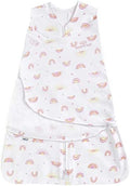 HALO 100% Cotton Sleepsack Swaddle, 3-Way Adjustable Wearable Blanket, TOG 1.5, Sunshine Rainbows, Newborn, 0-3 Months by HALO
