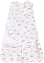 HALO 100% Cotton Sleepsack Swaddle, 3-Way Adjustable Wearable Blanket, TOG 1.5, Sunshine Rainbows, Newborn, 0-3 Months by HALO