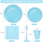 250Pcs Light Blue Plastic Party Plates and Napkins for Birthday,Baby Shower - Image 2