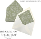 A7 Euro Flap Envelope Liners for 5x7 Insert, 50 Pack, Wedding Invitaion (Green Floral) - Image 3