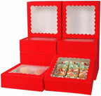 24 pcs Red Pie Boxes,12x12x3 Inch Auto-Popup Bakery Boxes with Window Donuts Chocolate Muffins Donuts Pastry Dessert Cookie Box For Packaging by PFAMKEER