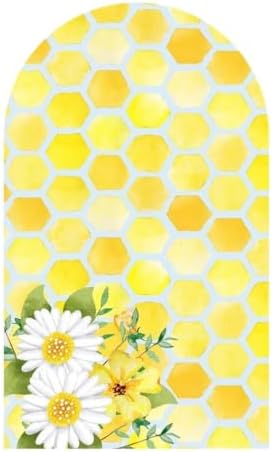 Honeycomb Arched Fabric Backdrop Covers Honey Bee Theme Arch Stand Cover for Baby Shower Birthday Decoration(Only Cover) by KONPON