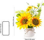 Zeyune Artificial Sunflower Potted Plants Rustic Wedding Table Centerpieces Summer Spring Kitchen Silk Yellow Flower with Plastic Pot for Home Bathroom Office Bridal Shower(8 Pcs,White,Sunflower) - Image 2