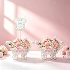 4 Pack Baby Carriage for Baby Shower Centerpiece Table with Wicker Stroller Bottle Bear Cards Rattan Artificial Rose Hydrangea Baby's Breath Floral Card Holder Decoration(Pink，32pcs) - Image 7