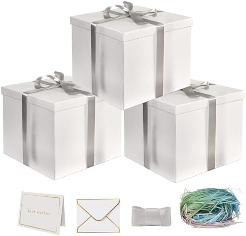 YINUOYOUJIA Large White Gift Box 3 Pack 12x12x10 Inches. by YINUOYOUJIA