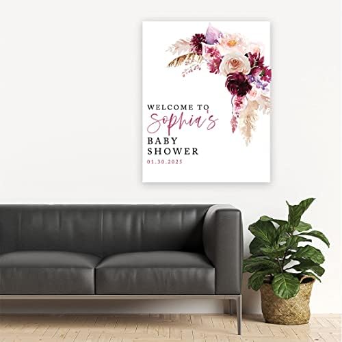 Andaz Press Custom Large Baby Shower Welcome Sign, 16" x 20" Watercolor Boho Florals Personalized Canvas Welcome Sign Gender-Neutral Signage Canvas Sign for Baby Sprinkle Fall Baby Shower Decorations - Image 4