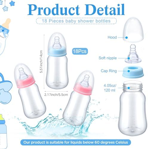 Roowest Bottle Chug Baby Shower Games Favors, Pink, Blue, Bear - Image 3