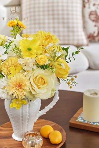 TINGE TIME Artificial Flowers Combo, Rose Dahlia Yellow Wedding Flowers - Image 4