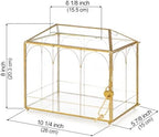 Glass Cards Box with Slot & Lock - 10.2" x 5.9" x 8" Vintage Geometric, Wedding Receptions, Home Reception, Tabletop Decor, Christmas Party, Gold - Slot Length 6.1 Inches - Image 5