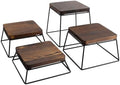 Dessert Table Risers Display Stands Food display Wood & Black Metal Square Retail Pizza,Cupcake,Candy Stands Food Platter Tray,6x6 INCH,Set of 4 (4P-Black) by YFEEN