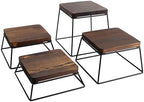 Dessert Table Risers Display Stands Food display Wood & Black Metal Square Retail Pizza,Cupcake,Candy Stands Food Platter Tray,6x6 INCH,Set of 4 (4P-Black) by YFEEN