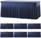 6 Pack Navy Blue Table Cloth for 8 Foot Rectangle Tables Spandex Fitted Tablecloth 8ft Stretch Table Covers Skirt Navy Blue Banquet Tablecloths Wrinkle Free Tablecloth for Party Wedding Birthday Event by Tao-GePartyDecorations