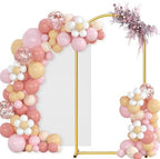 Arch Backdrop Stand and Cover Set, 6.6 x 3.3FT Gold Metal Wedding Arch for Ceremony, Heavy Duty Balloon Arch Stand with White Spandex Cover for Birthday Party, Baby Shower, Graduation, Event Decor by CLUDPARK