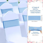 VitalCozy 100 Pcs Spandex Chair Sashes with Crown Buckle,Sky Blue - Image 2