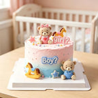 12-Piece Gender Reveal Cake Topper Set with Bear Star Rocking Horse Picks - Image 4