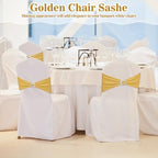 VitalCozy 100 Pcs Spandex Chair Sashes with Crown Buckle,Light Gold - Image 6