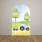 Arch Backdrop Covers 5x3ft(HxW) for Blue Barn Farm Truck Birthday Party Decorations Double-Sided Chiara Arched Stand Fabric Cover Kids Baby Shower Parties Tablecloth Props - Image 2