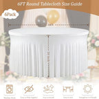 6 Pack White Round Spandex Tablecloths, 6FT/72In Stretchy Table Cloth with Skirt, Washable Fitted Tablecloth, Circle Wrinkle Free Table Cover for Wedding Party Birthday Outdoor Event - Image 3