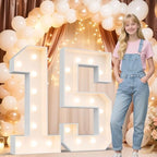 Ledido Easy-Assemble 4FT Warm White Marquee Light Up Number 15 for Birthday by Ledido