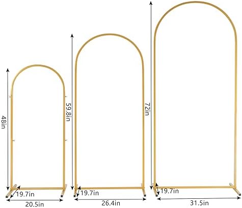 Outvita Wedding Arch Set of 3, Metal Backdrop Stand Wedding Ballon Arch Frame Decoration Support Stand for Ceremony Indoor Outdoor Party Event Baby Shower - Image 2